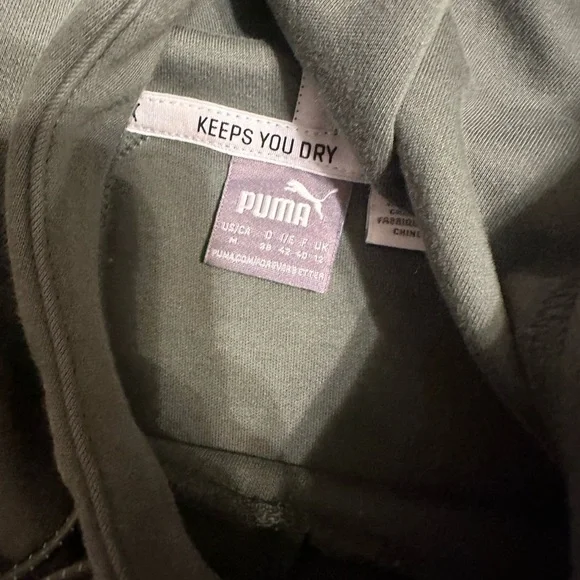 Puma Keep You Dry Camo Green Hoodie with Ribbed Detail - M - Like New - Picture 2 of 3